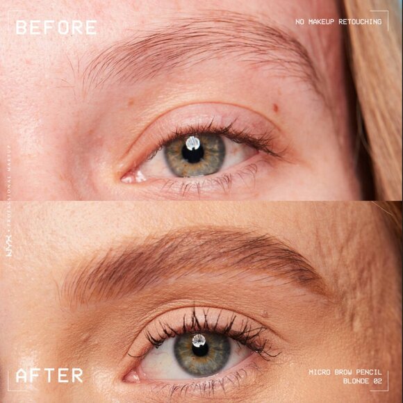 New NYX Micro Brow Pencil Blonde Eyebrow Defining Crayon - Dual Sided - Picture 3 of 8